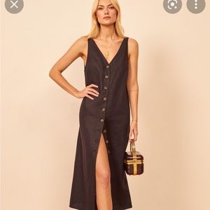 Reformation black linen dress NWT